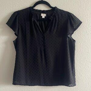 J.Crew Factory Sheer Black Swiss Dot Blouse